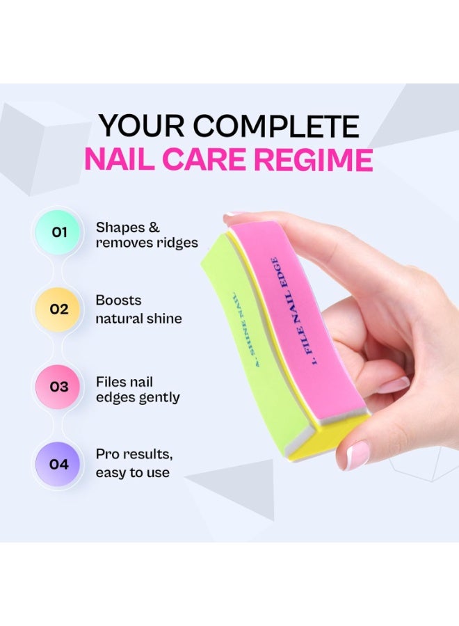 Colors Queen 4 in 1 Nail Buffer, Shiner & Filer | Includes 4 Step Nail Buffing, Shapes & Removes Ridges, Boost Natural Shine, Files Nails Easily | Professional Nail Care Kit for Salon Quality Results - Image 2